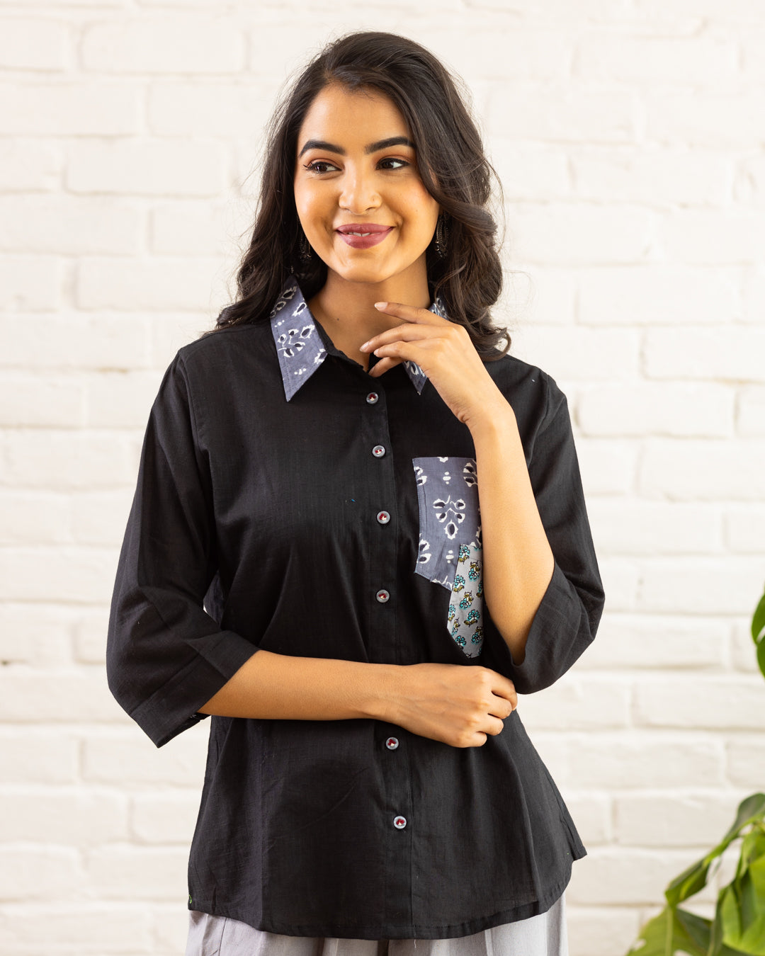 Plain Black Three Pocket Shirt