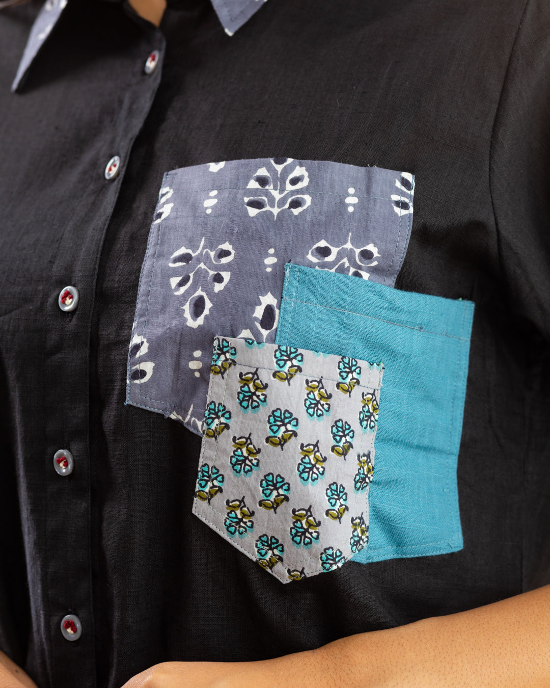 Plain Black Three Pocket Shirt