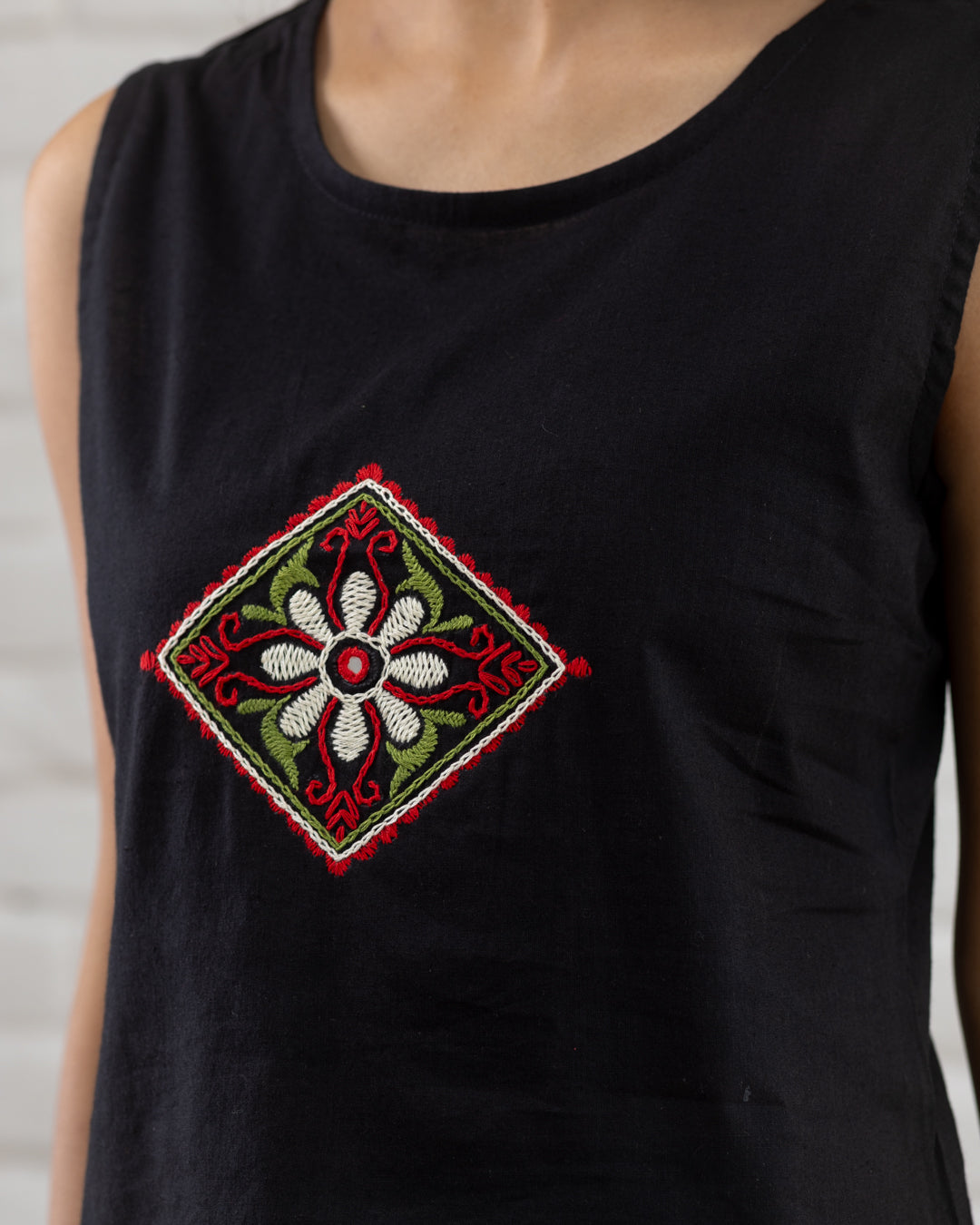 Black Embroidery Crop Top