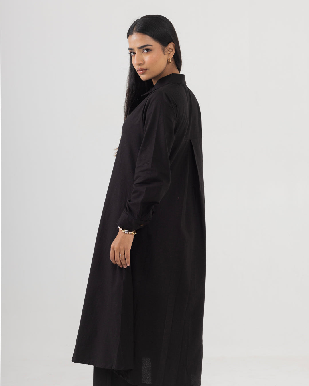 Dawn Black Front Open Shirt