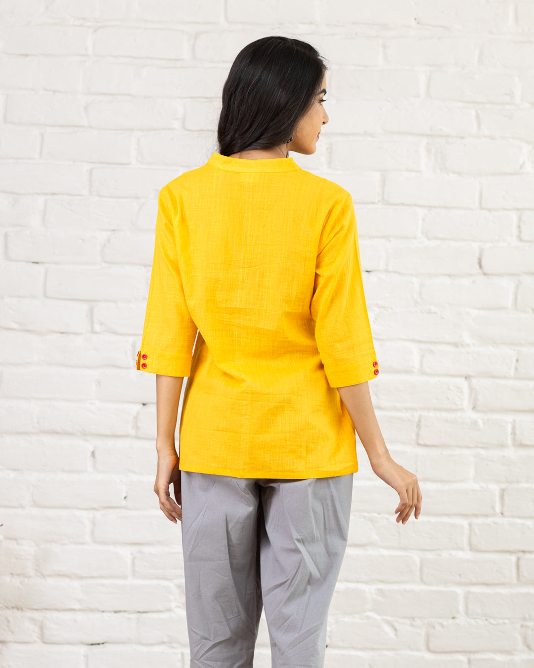 Yellow Leaf Embroidery Shirt