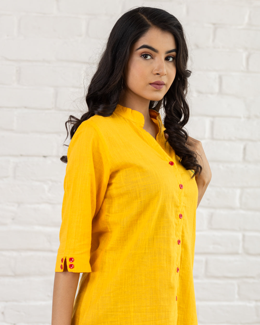 Yellow Leaf Embroidery Shirt