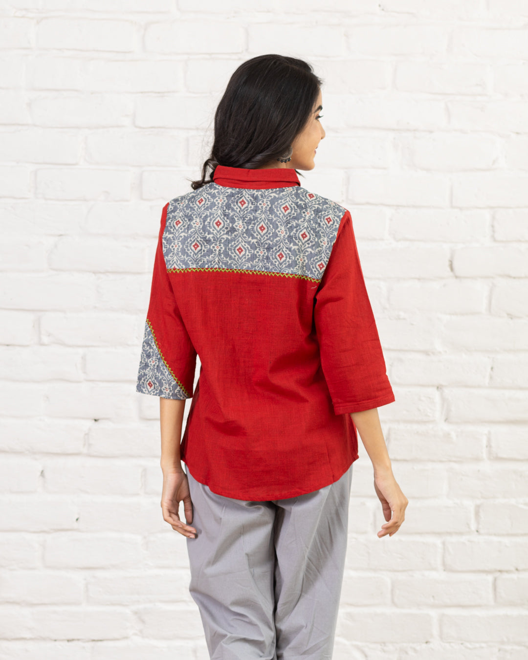 Red Shoulder Patch Work Shirt