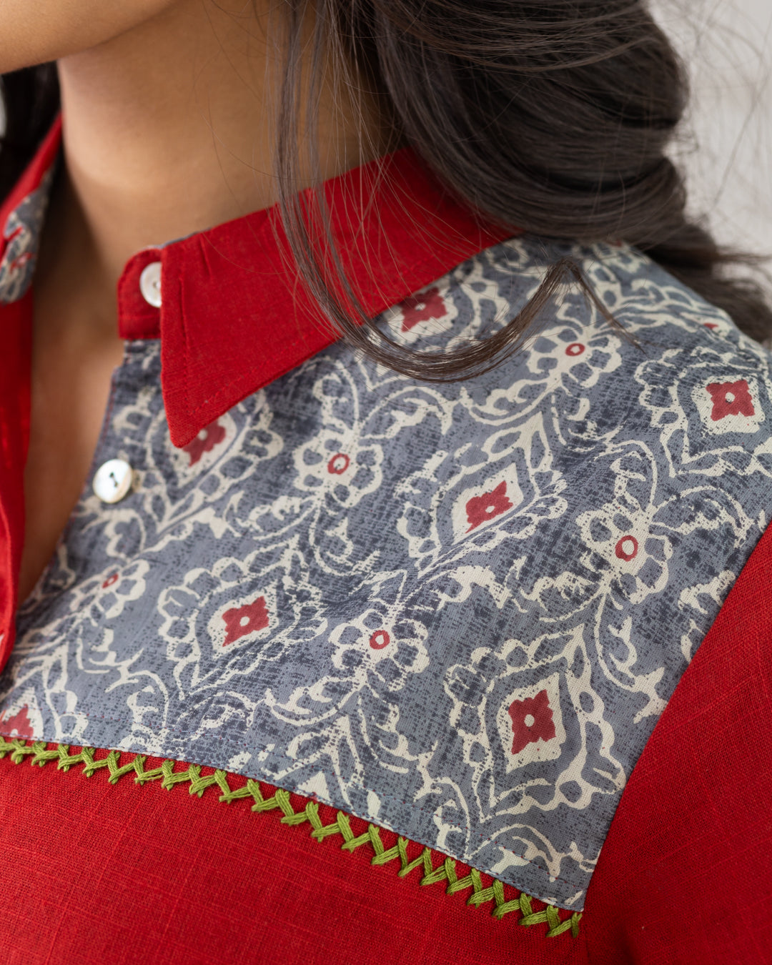 Red Shoulder Patch Work Shirt