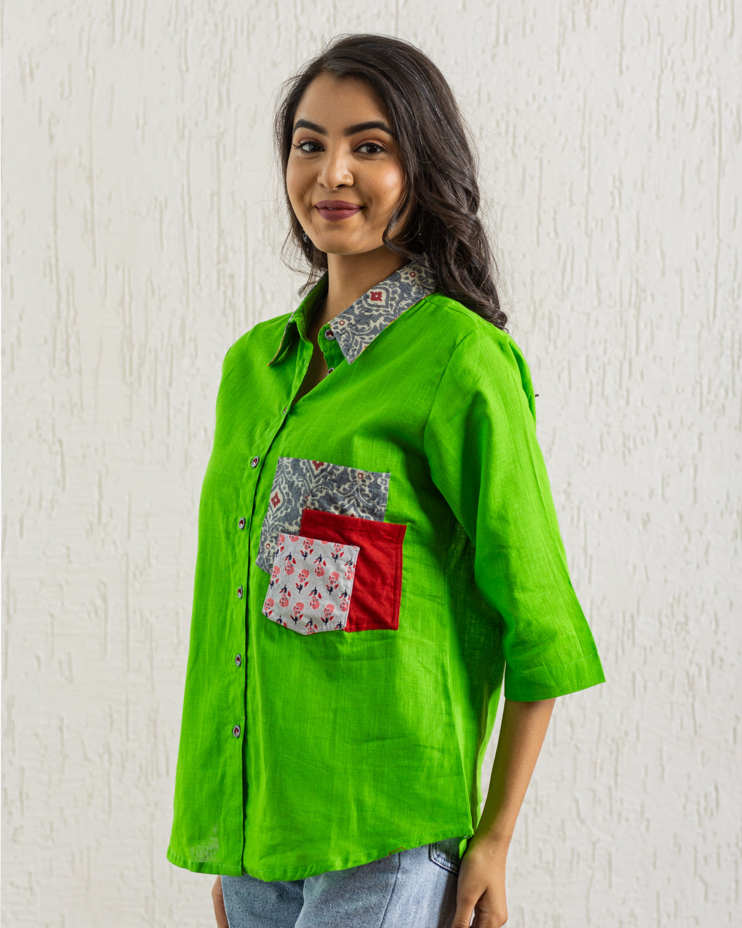 Plain Green Three Pocket Shirt