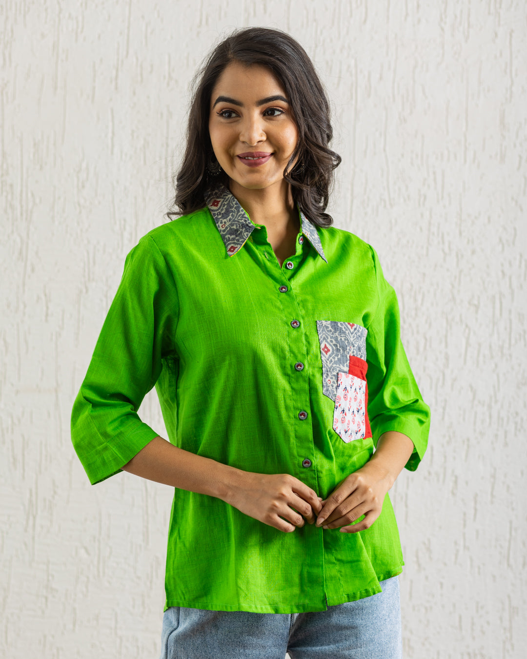 Plain Green Three Pocket Shirt