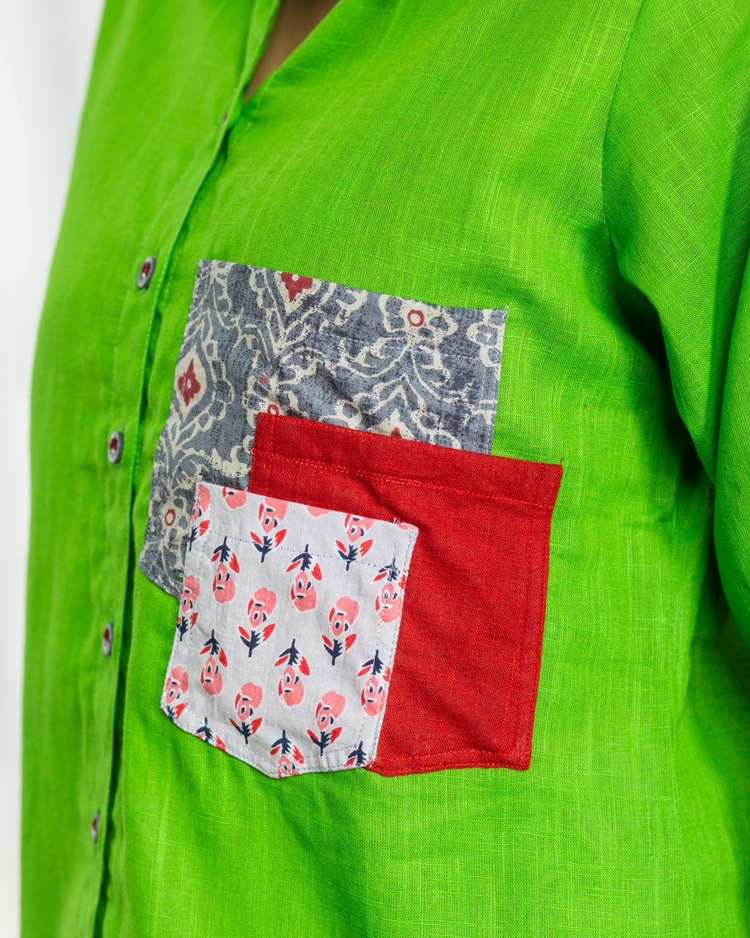 Plain Green Three Pocket Shirt