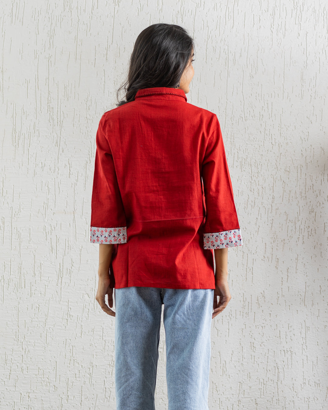 Plain Red Low Pocket Shirt
