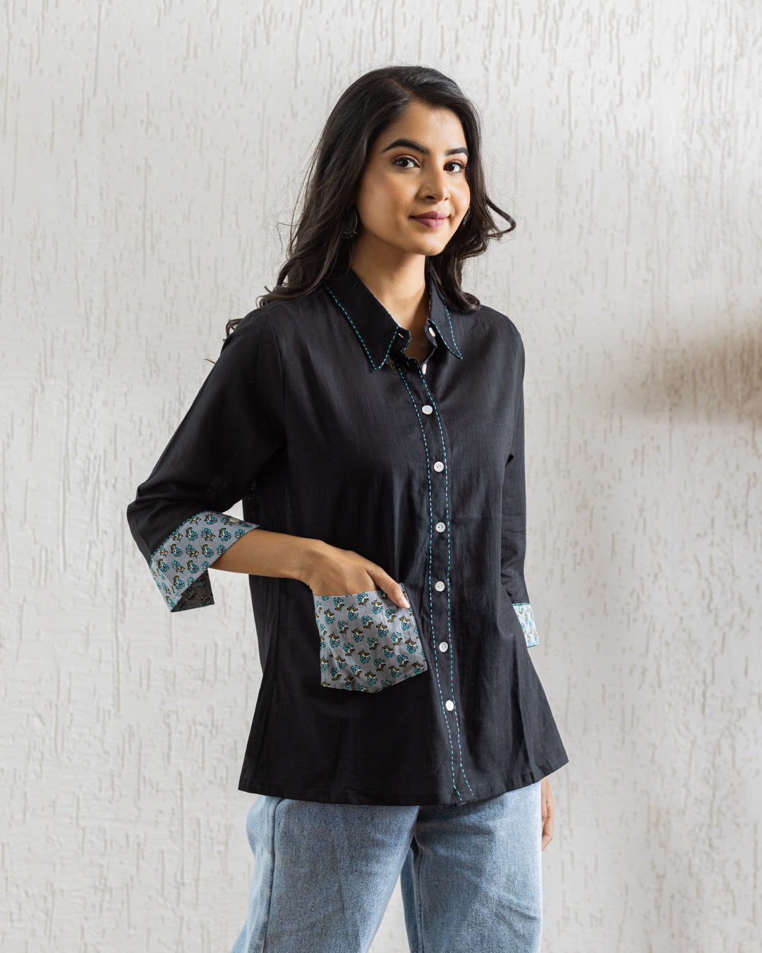 Plain Black Low Pocket Shirt