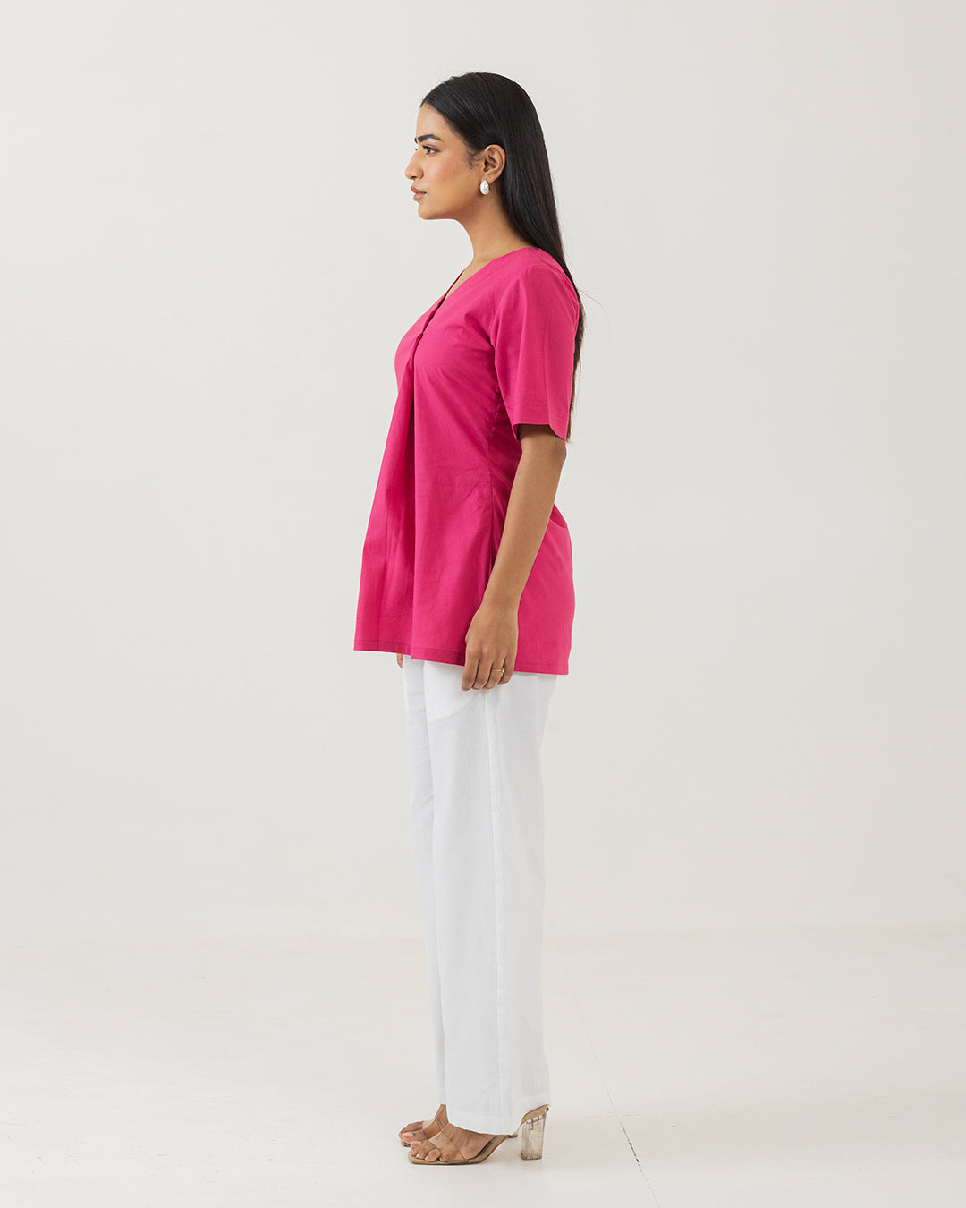 Front Box Pleat Pink Top