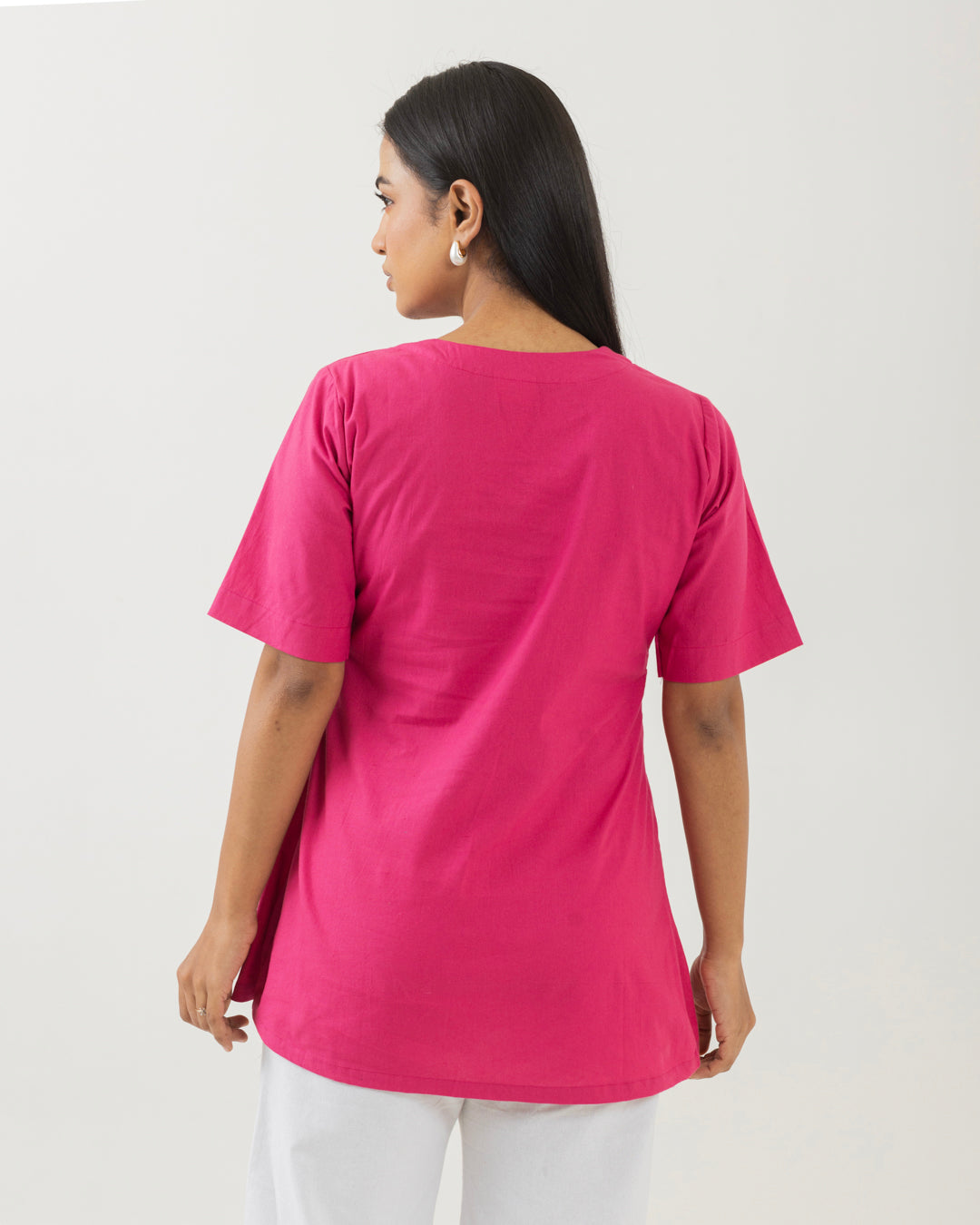 Front Box Pleat Pink Top