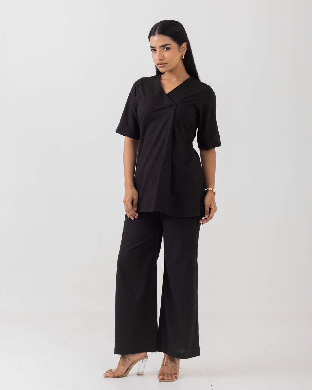 Front Box Pleat Black Top