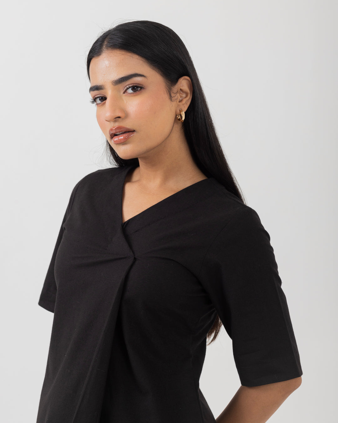 Front Box Pleat Black Top