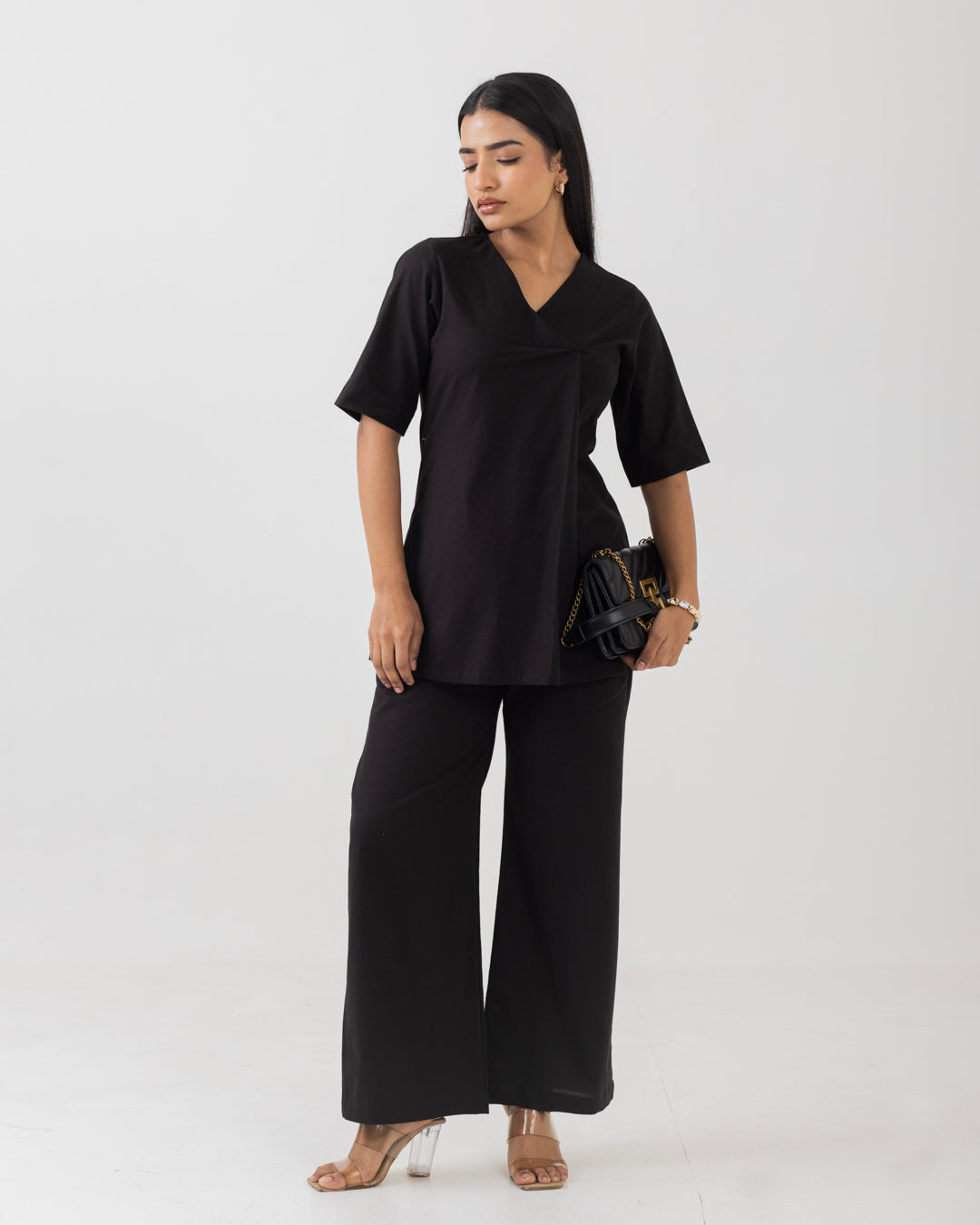 Front Box Pleat Black Top