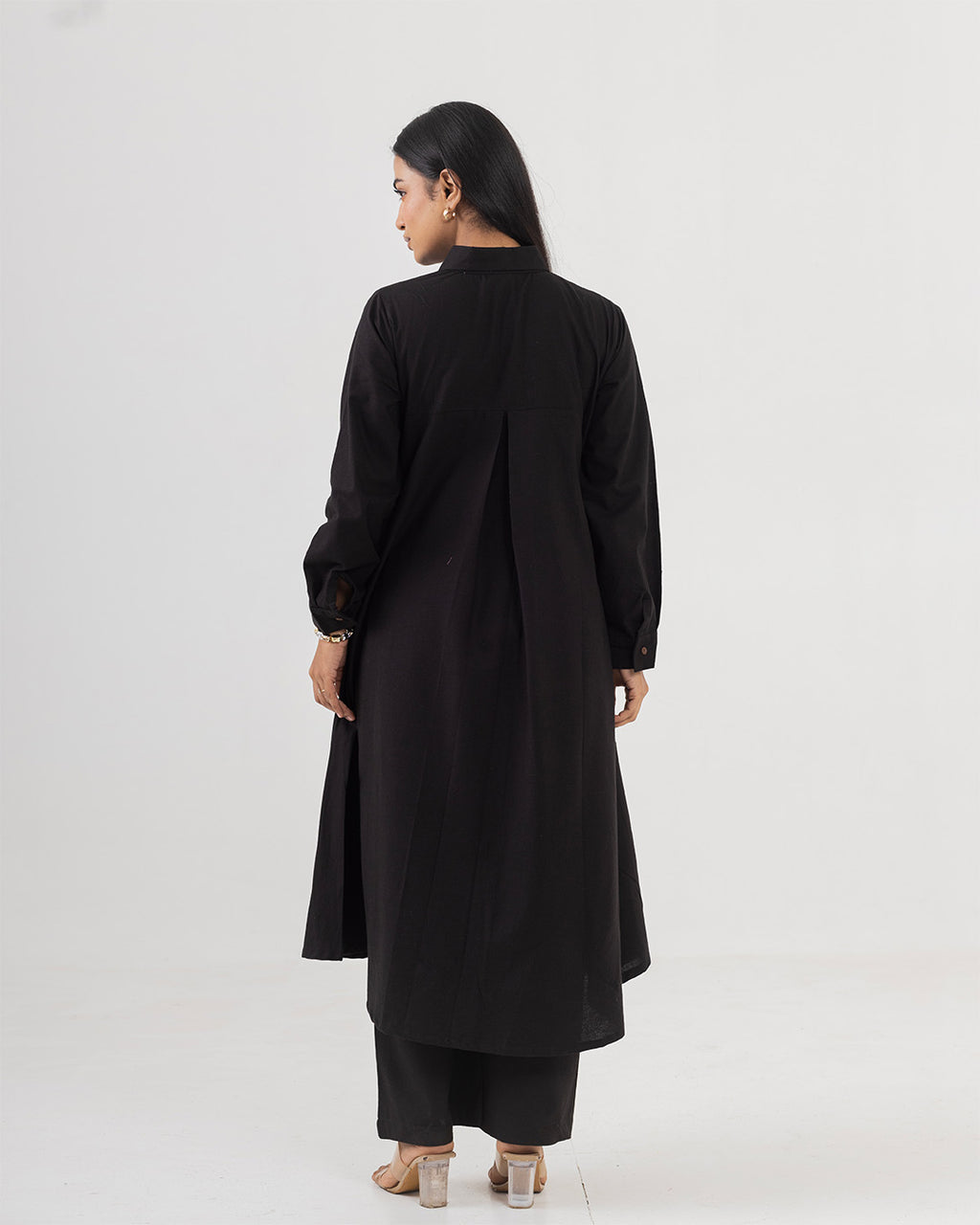 Dawn Black Front Open Shirt