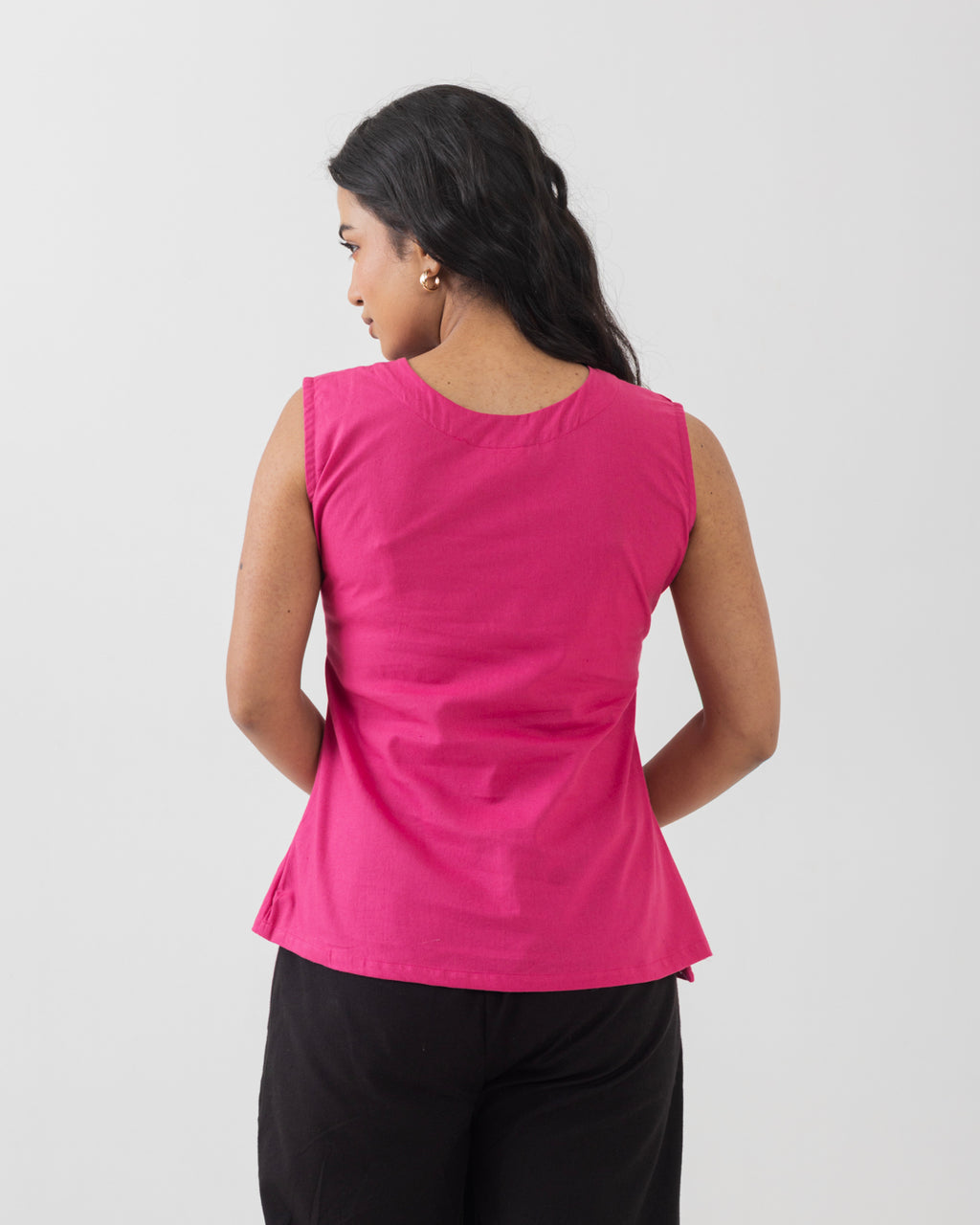 Asymmetric Front Open Pink Top