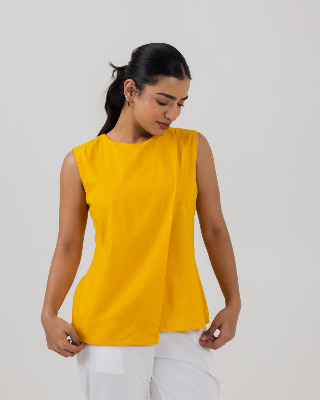 Asymmetric Front Open Yellow Top