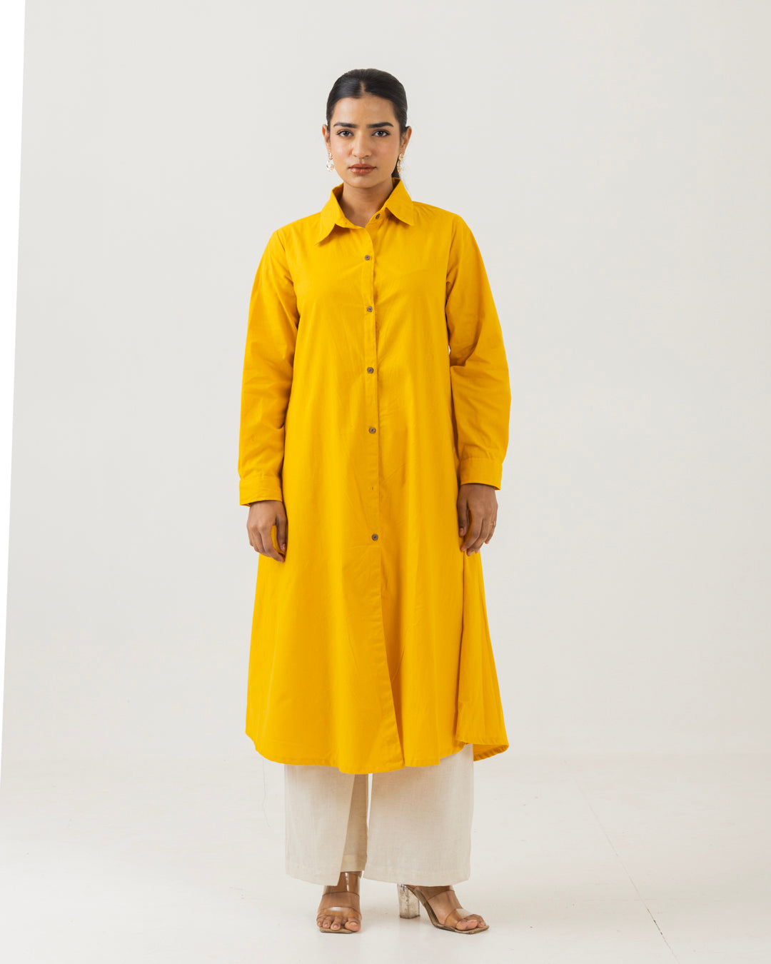 Dawn Yellow Front Open Shirt