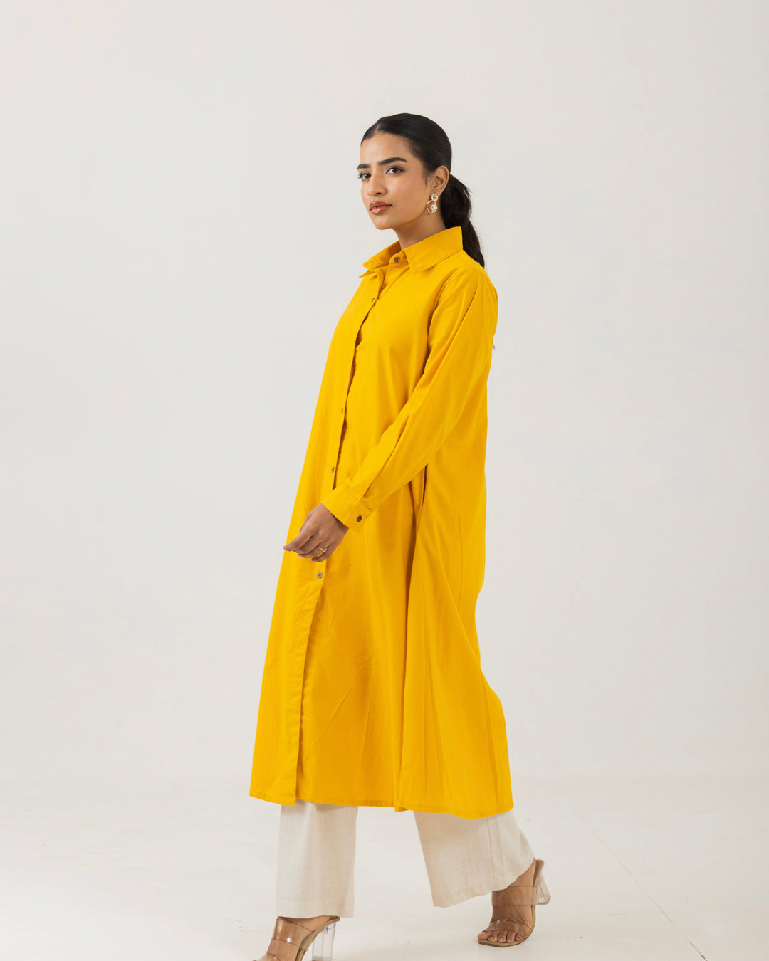 Dawn Yellow Front Open Shirt