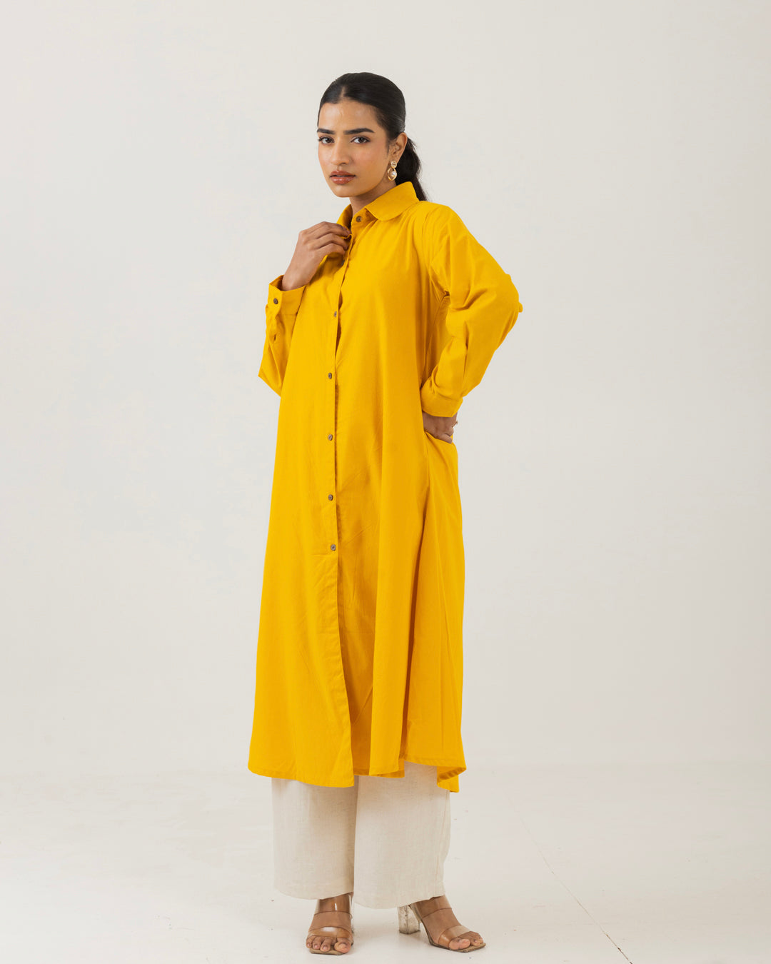 Dawn Yellow Front Open Shirt