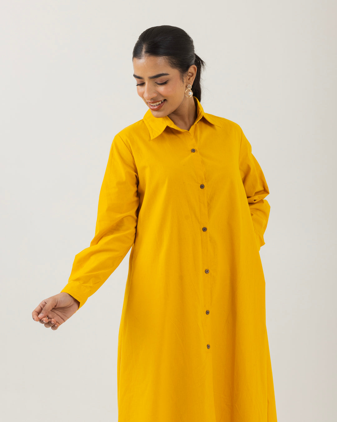 Dawn Yellow Front Open Shirt